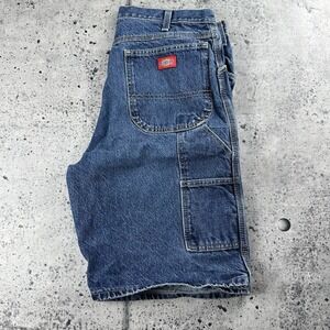 Y2K Dickies Carpenter Baggy Grunge Jorts Jean Shorts Dark Wash Denim Size 36